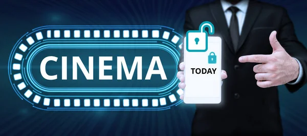 Sign Displaying Cinema Internet Concept Theater Movies Shown Public Entertainment — Stock Photo, Image