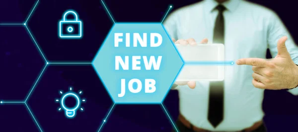 概念的なキャプション新しい仕事 ビジネスアイデアを見つける新しいキャリアの機会を探す失業への解決策 — ストック写真