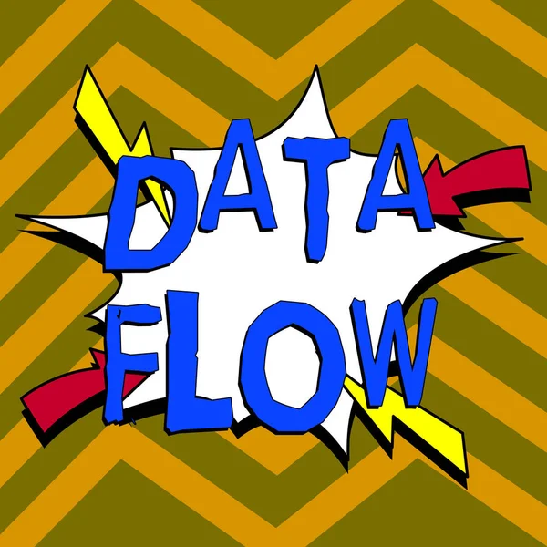 Text sign showing Data Flow, Business overview the movement of data through a system comprised of software