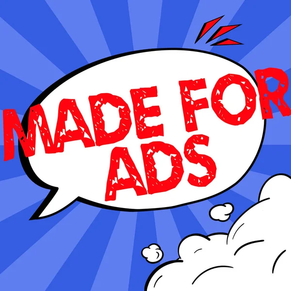 Text Sign Showing Made Ads Business Showcase Marketing Strategies Designs — Fotografia de Stock