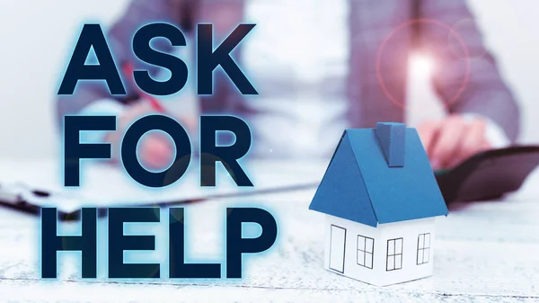전문적 조언을 지원해 달라는 요청을 Ask Help — 스톡 사진