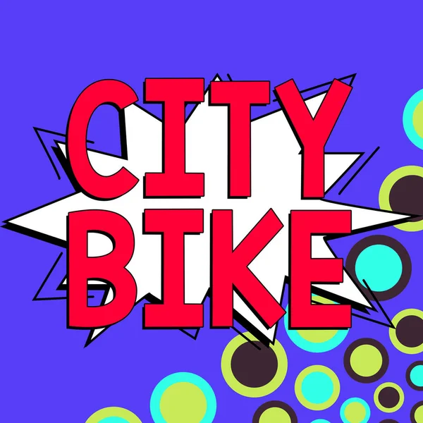 インスピレーションを示すテキストシティバイク 平等に平らな都市部を通る定期的なショートライドのために設計されたビジネスショーケース — ストック写真