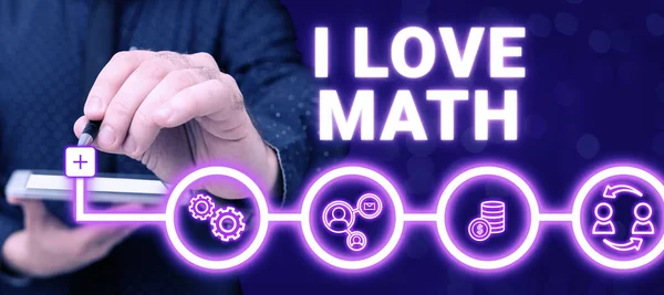 Inspiratie Toont Teken Love Math Concept Betekent Veel Doen Berekeningen — Stockfoto