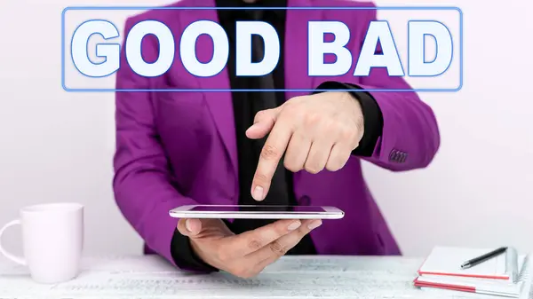 Text Caption Presenting Good Bad Business Showcase Seem Going Have — Stockfoto