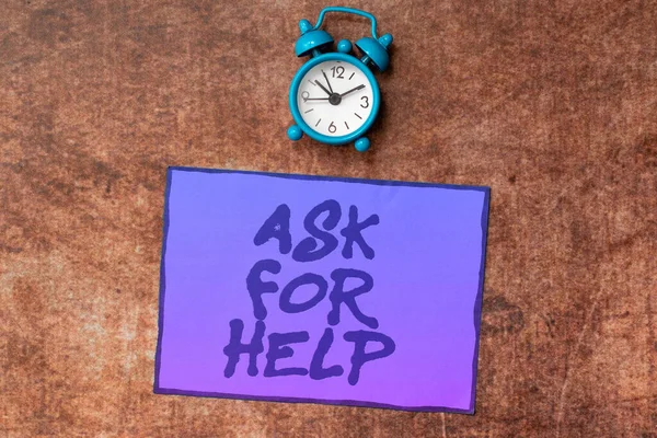 Textová Značka Zobrazující Požádat Pomoc Koncepce Znamená Požádat Podporu Potřebné — Stock fotografie