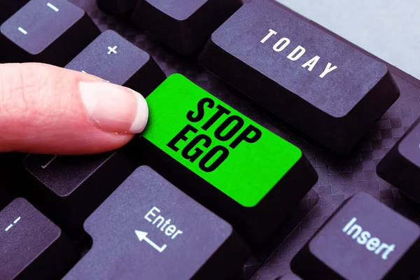 Sign Displaying Stop Ego Word Written Control Your Obsession Decision —  Fotos de Stock