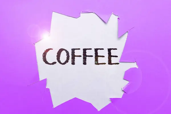 Szöveg Felirat Bemutatása Kávé Üzleti Megközelítés Forró Ital Készült Pörkölt — Stock Fotó