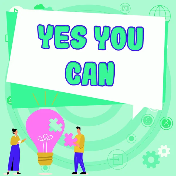 Konzeptionelle Zurschaustellung Yes You Can Business Schaufenster Positivitätsermutigung Überzeugungsarbeit Wagt — Stockfoto
