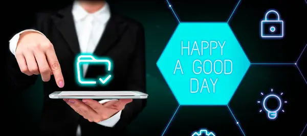 Ispirazione Mostrando Segno Happy Good Day Business Concept Auguri Voi — Foto Stock
