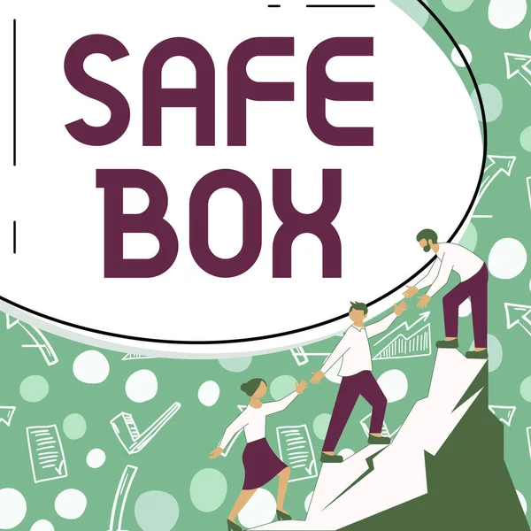 Ręczne Pisanie Znaku Safe Box Koncepcja Biznesowa Mała Struktura Gdzie — Zdjęcie stockowe