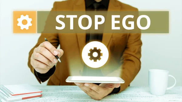 Inspiration Visar Tecken Stop Ego Concept Meaning Styr Din Besatthet — Stockfoto