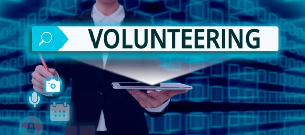 Inspiration Showing Sign Volunteering Conceptual Photo Provide Services Financial Gain — Stock Photo, Image