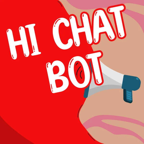 概念表示 Hichat Bot Concept意味送信されたメッセージに応答するロボットマシンへの挨拶 — ストック写真