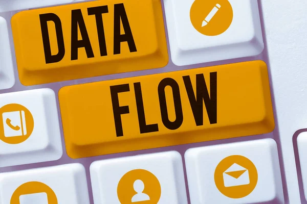Scrittura Visualizzazione Testo Data Flow Business Approccio Movimento Dei Dati — Foto Stock