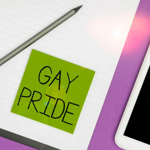 Inspiración Mostrando Signo Orgullo Gay Concepto Que Significa Dignidad Idividual — Foto de Stock