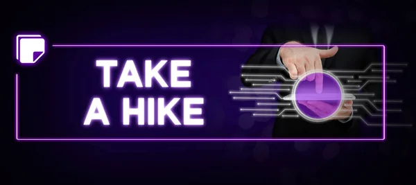 Szöveg Megjelenítése Take Tike Business Showcase Kalandozzon Hátizsákkal Természetben — Stock Fotó