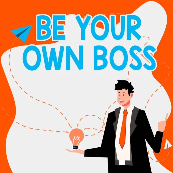 Podpis Tekstowy Przedstawiający Your Own Boss Podejście Biznesowe Przedsiębiorczość Start — Zdjęcie stockowe