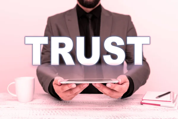 Exibição Conceitual Confiança Visão Geral Negócio Crença Firme Confiabilidade Verdade — Fotografia de Stock