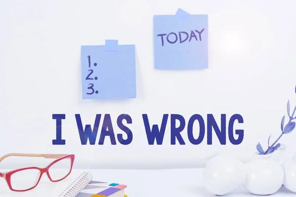 Texto Conceptual Wrong Word Written Acceptance Mistake Error Giving Apology —  Fotos de Stock