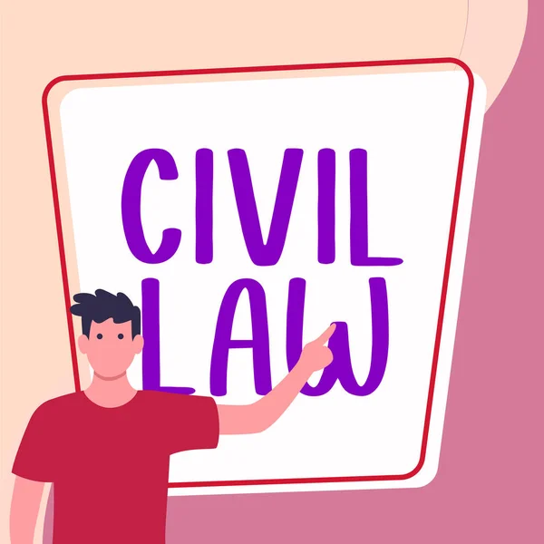 Znak Tekstowy Przedstawiający Prawo Cywilne Słowo Słowo Prawem Dotyczące Stosunków — Zdjęcie stockowe