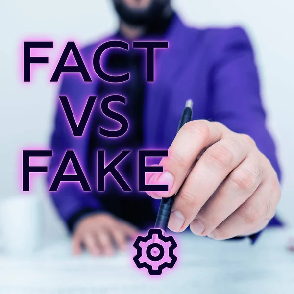 Inspirace Ukazující Nápis Fakta Falešné Obchodní Přístup Pravda Nebo Falešná — Stock fotografie