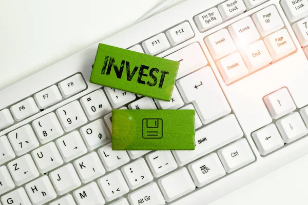 Logga Med Invest Affärsöversikt Kommersiell Satsning Med Förhoppning Att Uppnå — Stockfoto