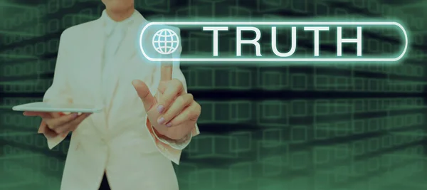 Sign Displaying Truth Word Quality State Being True Lying Telling — Stock Photo, Image