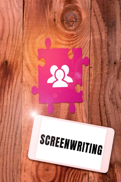 Exibição Conceitual Screenwriting Palavra Escrito Sobre Arte Ofício Escrever Scripts — Fotografia de Stock