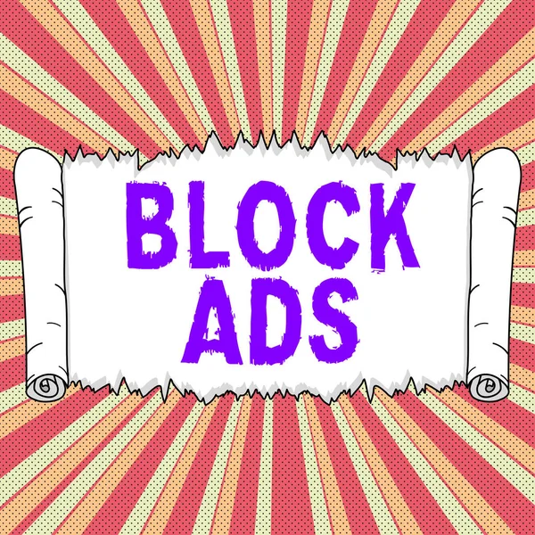 Conceptual display Block Ads, Internet Concept program that will remove different kinds of advertising from Web