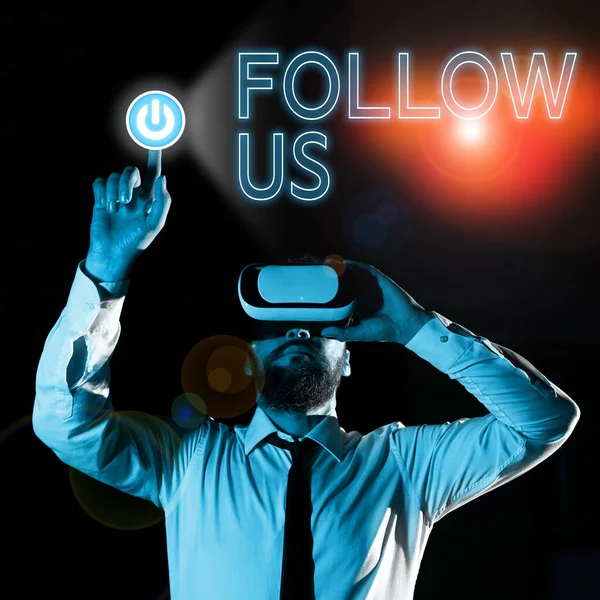 Inspiration Showing Sign Follow Internet Concept Invite Person Group Join — Stockfoto