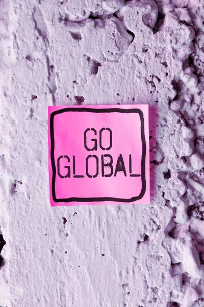 标志显示Go Global Business Approach Relating Covering Whole Something Group Things — 图库照片