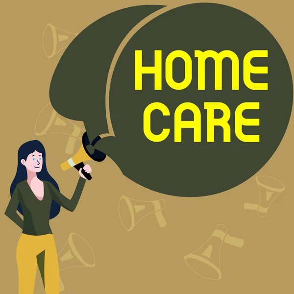 Bildunterschrift Home Care Business Schaufenster Ort Dem Die Menschen Den — Stockfoto