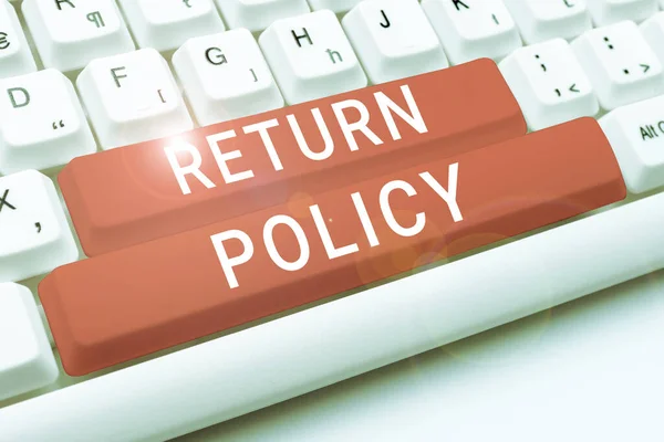 Sign Displaying Return Policy Üzleti Áttekintés Adóvisszatérítés Lakossági Üzletszabályzat Vásárlási — Stock Fotó