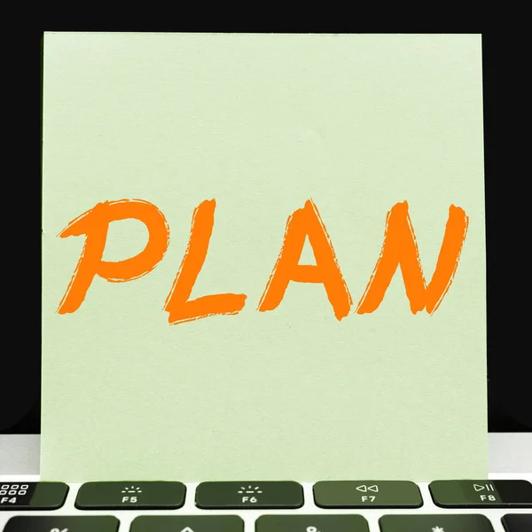 Tekstbord Met Plan Business Showcase Begin Van Een Gedetailleerd Voorstel — Stockfoto