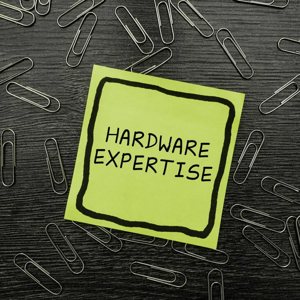 Bildunterschrift Präsentation Von Hardware Expertise Business Ansatz Maschinen Und Anderen — Stockfoto