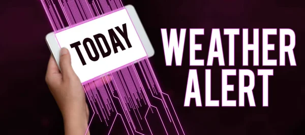 Legenda Texto Weather Alert Business Approach Urgent Warning State Atmosphere — Fotografia de Stock