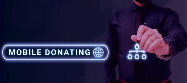 Señal Mostrando Donación Móvil Palabra Para Dar Algo Una Organización — Foto de Stock