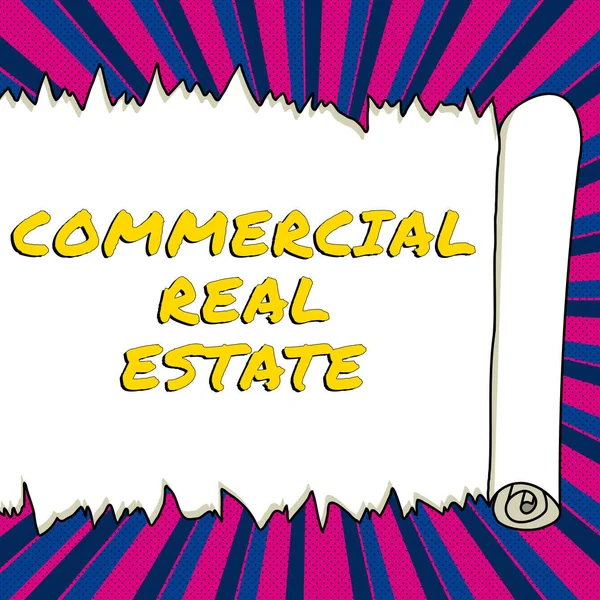 Hand Writing Sign Commercial Real Estate Word Written Income Property — Foto de Stock