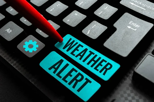 Konceptuell Bildtext Väder Alert Internet Begreppet Brådskande Varning Tillståndet Atmosfären — Stockfoto