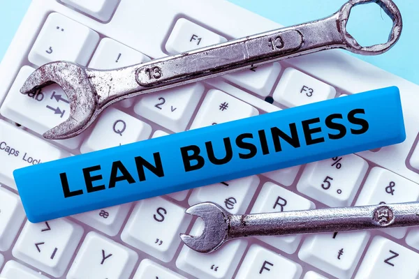 Text Sign Showing Lean Business Business Approach Improvement Waste Minimization — Φωτογραφία Αρχείου