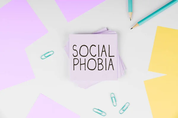 Textová Značka Ukazující Sociální Fóbii Podnikatelský Koncept Drtivý Strach Sociálních — Stock fotografie