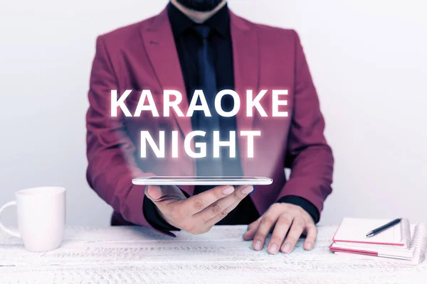 Testo Calligrafico Karaoke Night Word Entertainment Che Canta Insieme Alla — Foto Stock