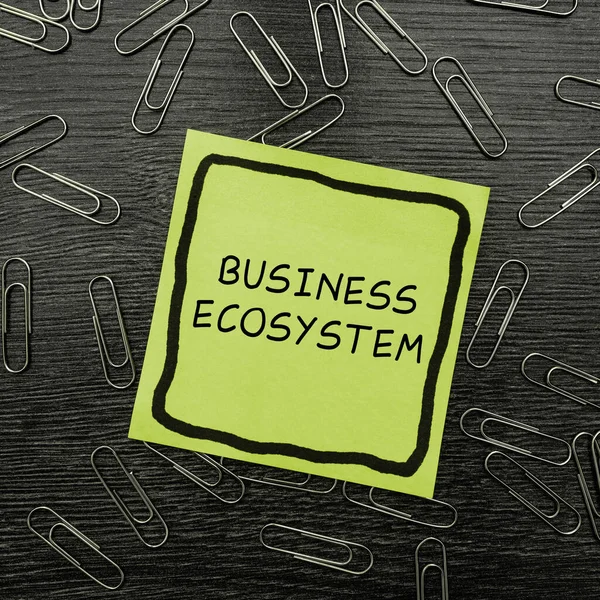 Leyenda Conceptual Ecosistema Empresarial Palabra Escrita Desarrollar Implementar Oportunidades Crecimiento — Foto de Stock