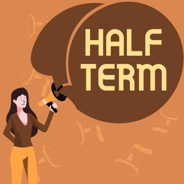 Handwriting text Half Term, Word Written on half the usual price at which something is offered for sale