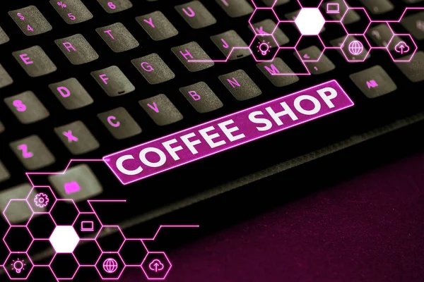 Conceptuele Bijschrift Coffee Shop Business Concept Klein Informeel Restaurant Met — Stockfoto