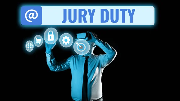 Text Showing Inspiration Jury Duty Business Approach Obligation Period Acting — Stockfoto