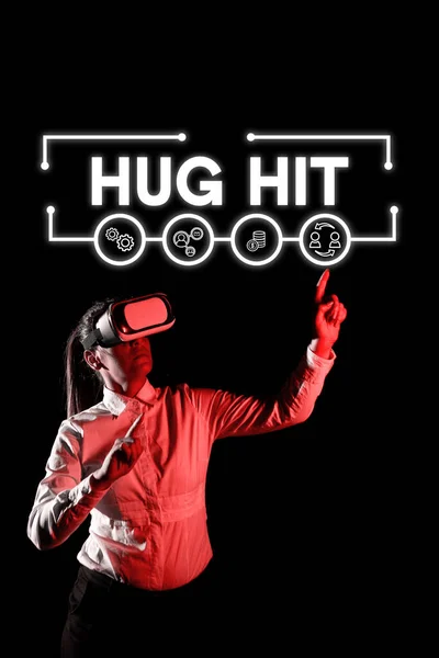 Assine Exibindo Hug Abordagem Negócios Pedindo Alguém Para Abraçar Calorosamente — Fotografia de Stock