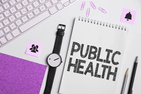 Texto Que Mostra Inspiração Saúde Pública Ideia Negócio Promover Estilos — Fotografia de Stock