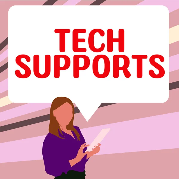 Handschriftliches Zeichen Tech Supports Konzeptionelles Foto Hilfe Durch Techniker Online — Stockfoto
