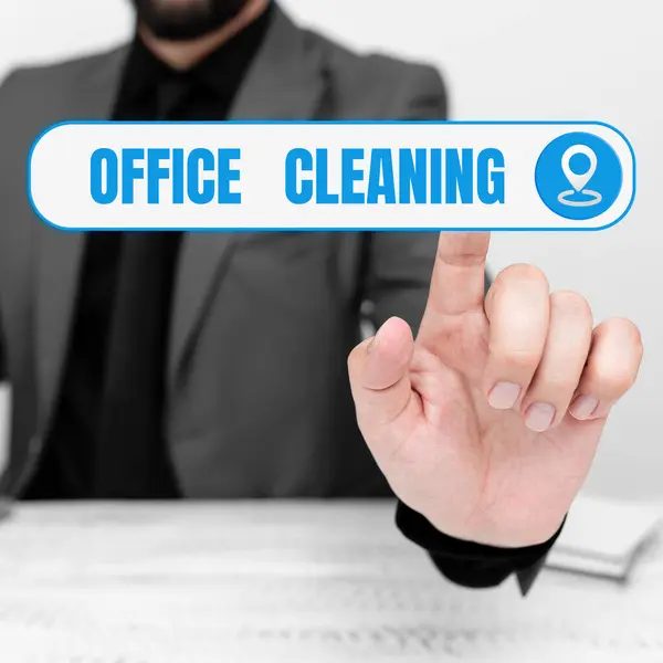 Logga Visa Office Cleaning Business Approach Åtgärden Eller Processen För — Stockfoto